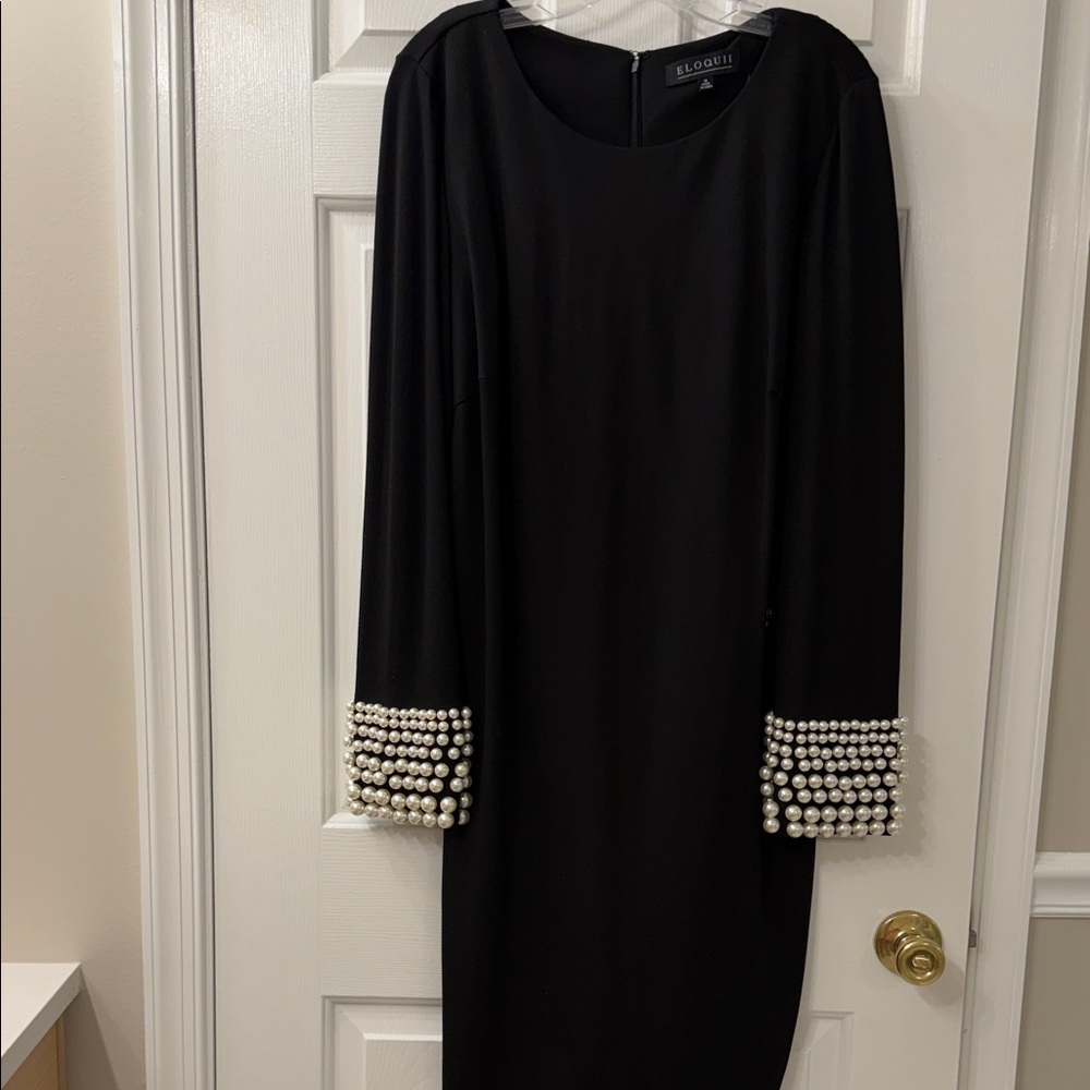 NWT Eloquii Black Dress with Pearl Sleeves.